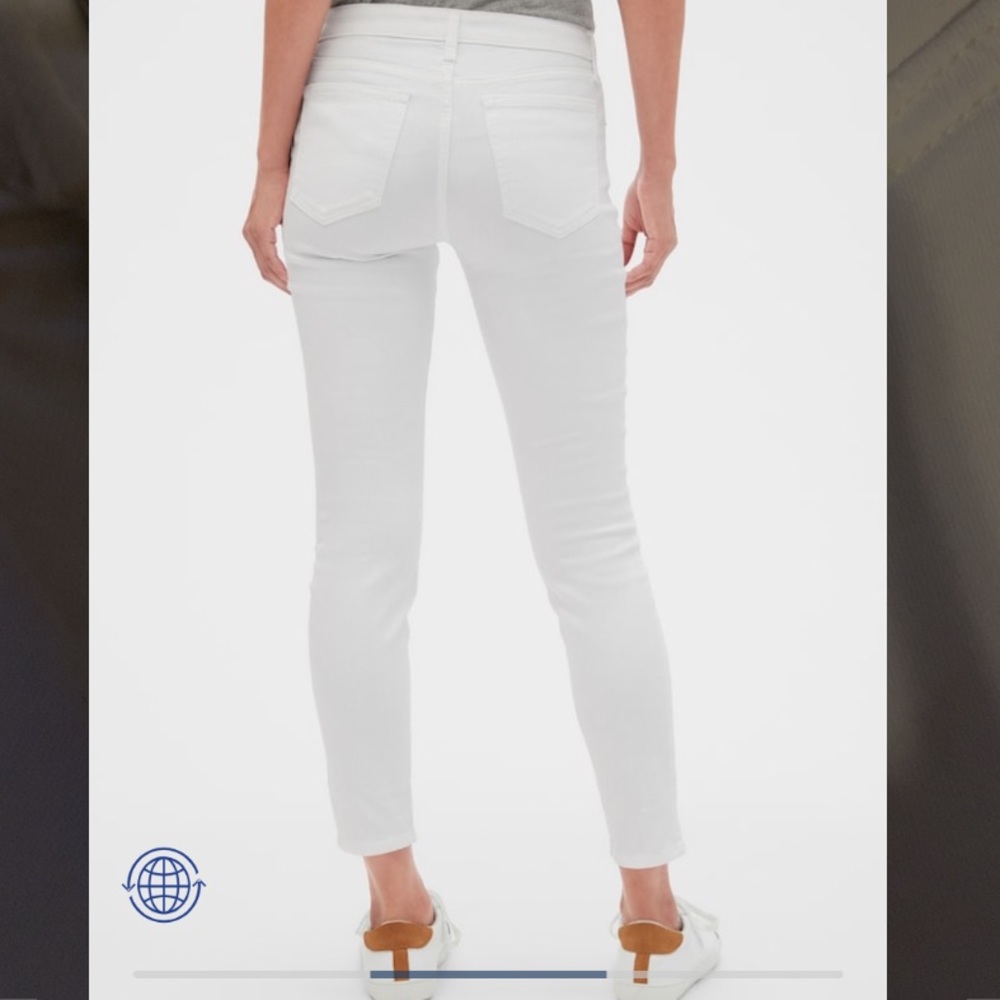 Gap White Distressed Mid Rise Skinny Jean Legging